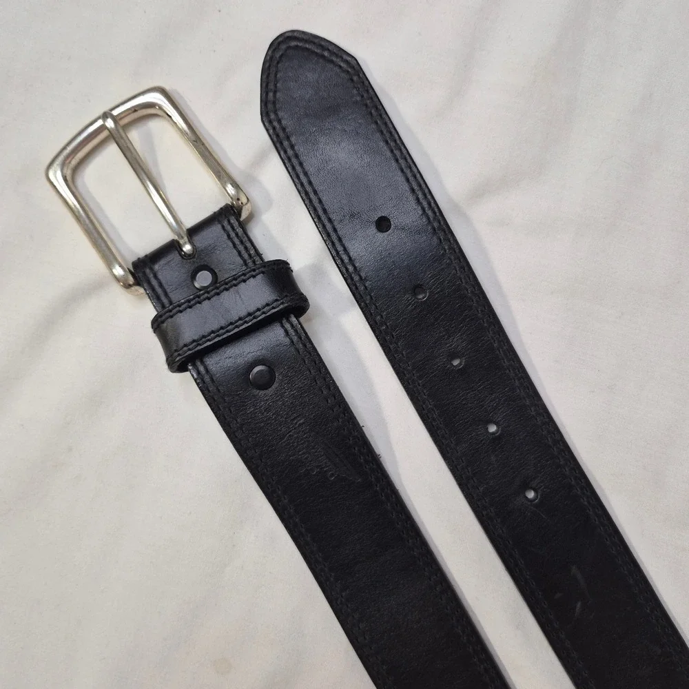 Red Wing Shoes Belt Men 38 Black Leather Workwear Heritage Solid Brass USA 96510